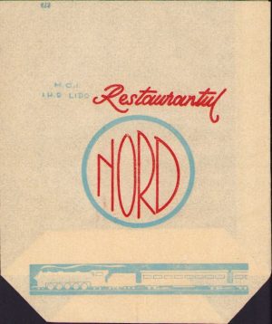 Pungă din hârtie cu reclamă Restaurant "Nord" din București, perioada comunistă