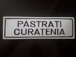 Tablă emailată Păstrați curățenia - România comunistă