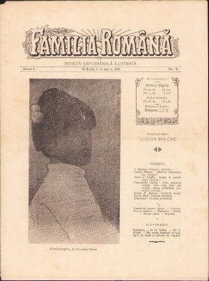 Familia română, numărul 7, anul 1, 1908, Budapesta, proprietar-editor Lucian Bolcaș