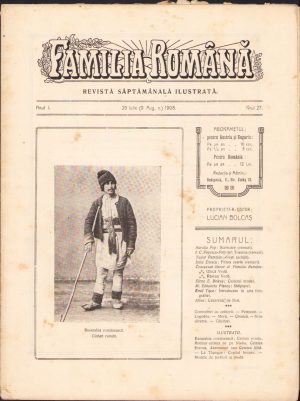Familia română, numărul 27, anul 1, 1908, Budapesta, proprietar-editor Lucian Bolcaș
