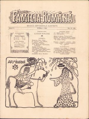 Familia română, numărul 11-12, anul 1, 1908, Budapesta, proprietar-editor Lucian Bolcaș