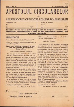 Apostolul circularelor, 42/1937, Arhiepiscopia Ortodoxă Română București