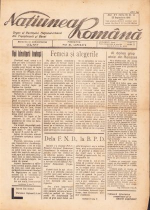 Națiunea română, 14/1946, Cluj, ziar fondat de Alexandru Lapedatu