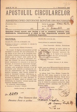 Apostolul circularelor, 45/1937, Arhiepiscopia Ortodoxă Română București