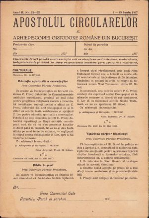 Apostolul circularelor, 11/1937, Arhiepiscopia Ortodoxă Română București
