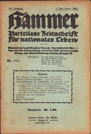 Hammer, Parteilose Zeitschrift für nationales Leben, revistă protonazistă, 455/1921