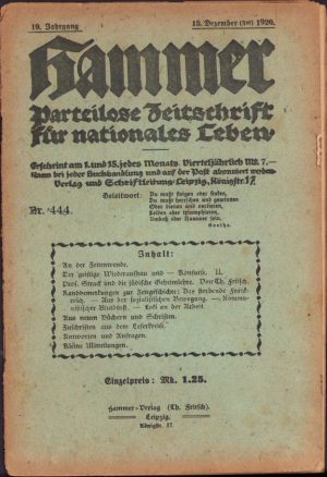Hammer, Parteilose Zeitschrift für nationales Leben, revistă protonazistă, 454/1920