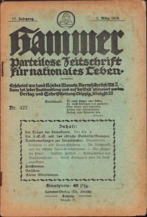 Hammer, Parteilose Zeitschrift für nationales Leben, revistă protonazistă, 377/1918