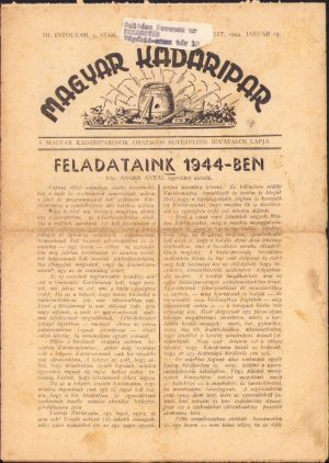 Magyar kádáripar, 1/1944, Budapest