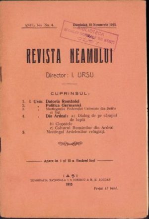 Revista Neamului, nr. 4/1915, Iași
