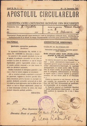 Apostolul circularelor, 3-4/1937, Arhiepiscopia Ortodoxă Română București