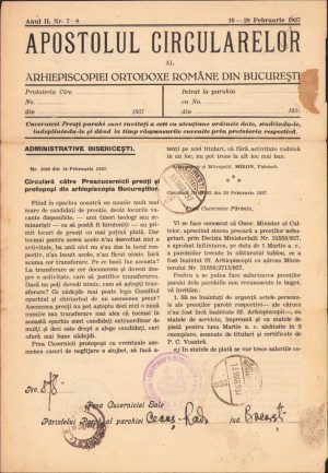 Apostolul circularelor, 7-8/1937, Arhiepiscopia Ortodoxă Română București