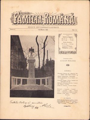 Familia română, numărul 4, anul 1, 1908, Budapesta, proprietar-editor Lucian Bolcaș