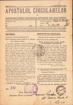 Apostolul circularelor, 6/1937, Arhiepiscopia Ortodoxă Română București