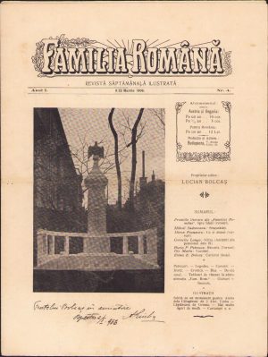Familia română, numărul 4, anul 1, 1908, Budapesta, proprietar-editor Lucian Bolcaș