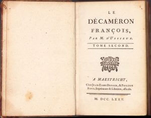 Le décaméron français Par M. d'Ussieux, 1775, tome second, a Maestricht