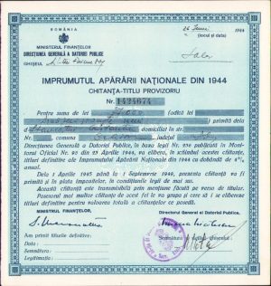 Titlu provizoriu Împrumutul Apărării Naționale din 1944