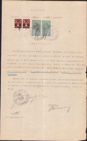 Certificat de naționalitate, Găești, județul Dâmbovița, 1940