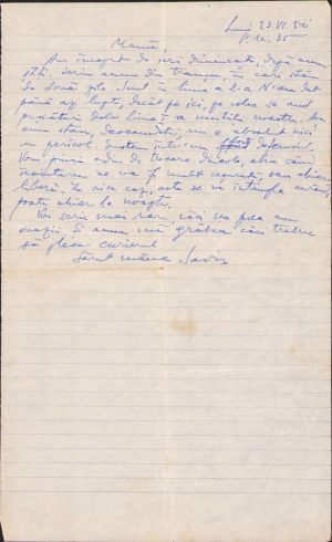 Scrisoare din tranșee de pe front, ofițer român din Regimentul 5 Călărași către mama sa, 23 iunie 1941, OPM 35