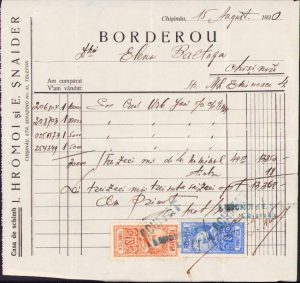 Borderou cu antet Casa de schimb Hromoi și Șnaider Chișinău 1930