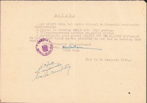 Dovadă de predare a pistolului, muniției și autorizației de port pistol colonel dr. Constantin Stamatiu, comandantul Spitalului Militar Cluj, 1948