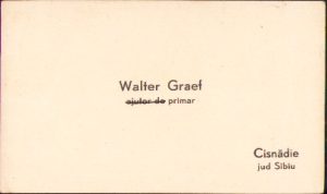 Carte de vizită primar Cisnădie, Walter Graef