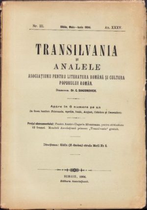Transilvania și analele Asociațiunii pentru literatura română și cultura poporului român, III/1904, Editura Asociațiunii, Sibiu