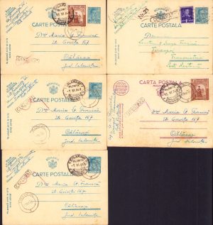 Lot de 5 cărți poștale expediate de la Tiraspol de locotenent George Furnică, noiembrie 1941