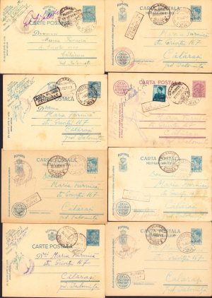 Lot 8 cărți poștale ștampilă Regimentul 5 Călărași, Oficiul Poștal Militar 35 și cenzură militară, 1941