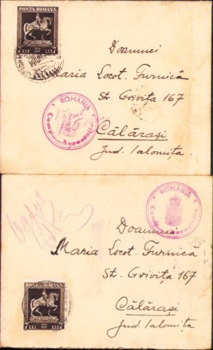 Lot de 2 scrisori cu plic cu ștampila Compania Aerostație 1940