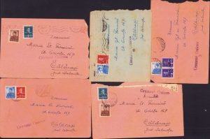 Lot de 5 scrisori cu plic cu ștampilă Cenzurat Craiova, 1942