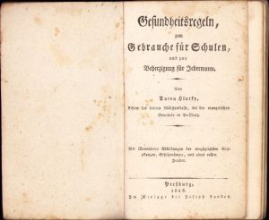 Gesundheitsregeln zum Gebrauche für Schulen und zur Beherzigung für Jedermann von Anton Hlatky, Pressburg, 1826