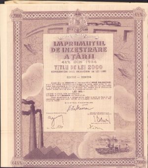 Împrumutul de înzestrare a țării din 1934 titlu de 2000 lei