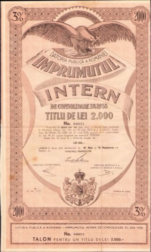 Împrumutul intern de consolidare 1935 titlu de 2000 lei