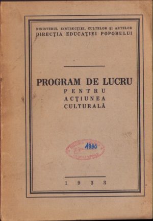 Program de lucru pentru acțiunea culturală, 1933