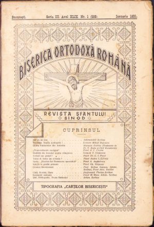 Biserica Ortodoxă Română, 1/1931, revista Sfântului Sinod