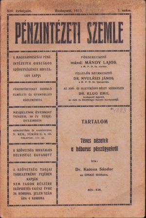 Pénzintézeti szemle, 7/1917, Budapest