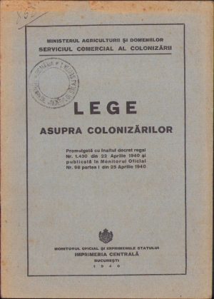 Lege asupra colonizărilor, 1940