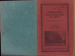 Anuarul liceului Petru Maior din Gherla pe anul școlar 1922-1923 publicat de directorul liceului dr. Emil Precup, 1923, Gherla
