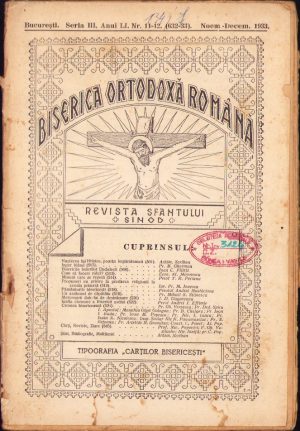 Biserica Ortodoxă Română. Revista Sfântului Sinod, 11-12/1933