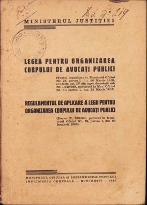 Legea pentru organizarea corpului de avocați publici, 1939