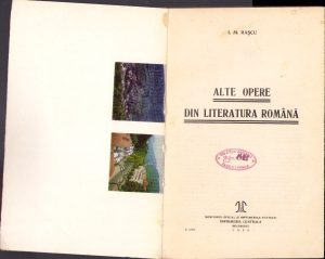 Alte opere din literatura română de I. M. Rașcu, 1938