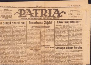 Patria, 10/1921, organ al Partidului Național Român, Cluj