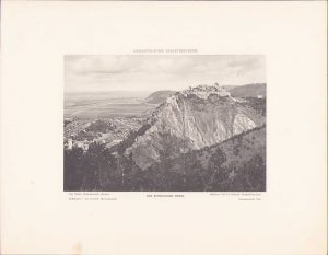 Litografie cetatea Râșnov, austro-ungară