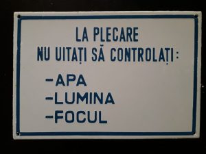 Tablă emailată La plecare nu uitați să controlați: apa, lumina, focul
