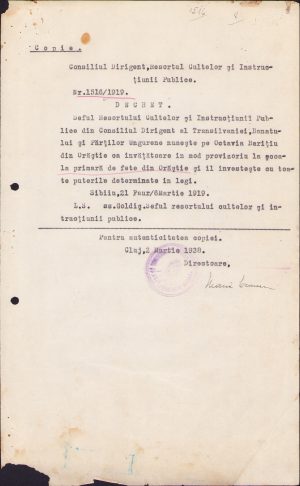 Lot 3 copii de epocă numiri făcute de Consiliul Dirigent Român