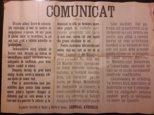 Comunicat al generalului Alexandru Averescu, dat din funcția de prim-ministru pe care o ocupa la data respectivă, 1920