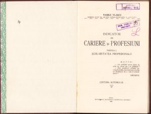 Indicator de cariere și profesii Școlaritatea profesională de Vasile Vlaicu 1933 Cluj