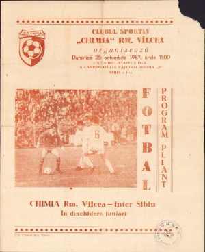 Program meci fotbal Chimia Râmnicu Vâlcea FC Inter Sibiu 25 octombrie 1987