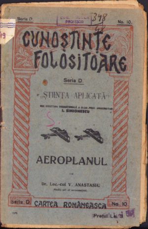 Aeroplanul de V Anastasiu, 1924, Colecția Cunoștințe folositoare